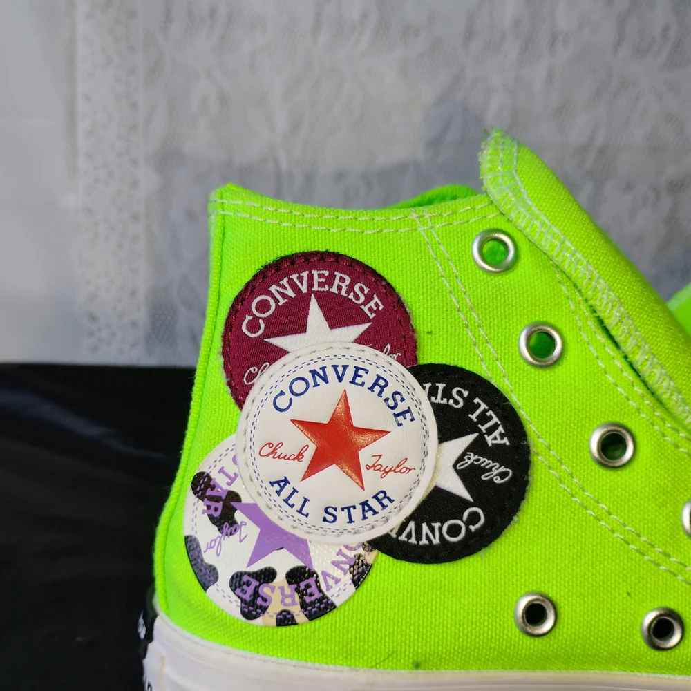 Converse Neon Green Patchwork Kids Sneakers Sz 13y